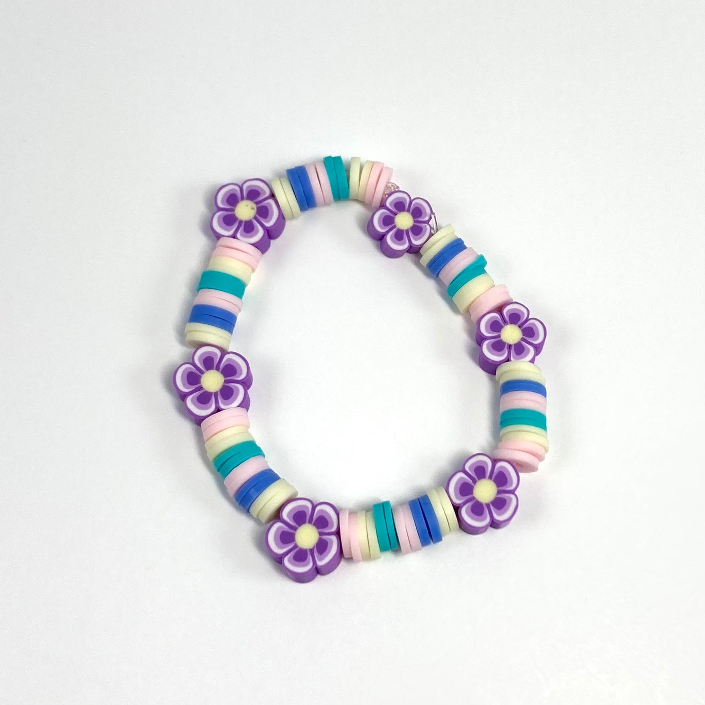 FGB23 - Stretch Purple Flower Bracelet