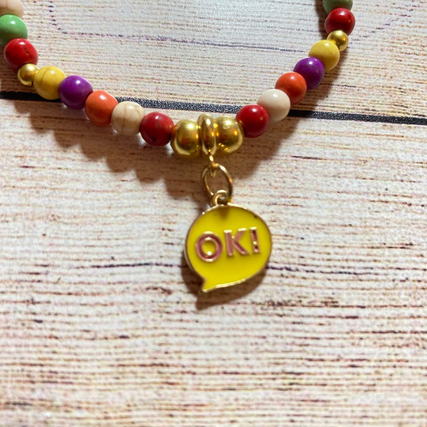 B24-GB5 - Colorful Stretch Bracelet with OK Charm