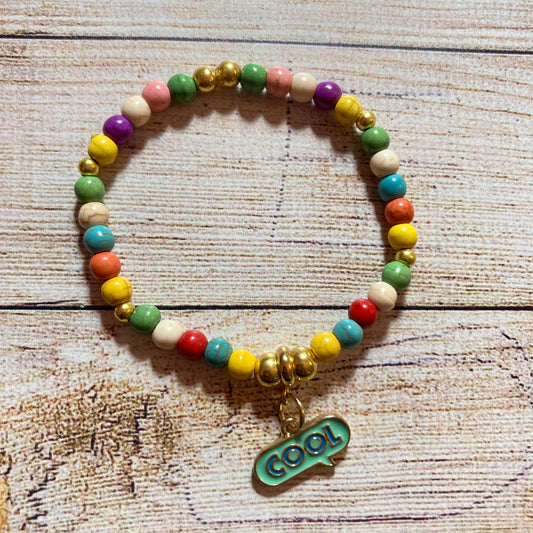 B24-GB6 - Colorful Stretch Bracelet w/ Cool Charm
