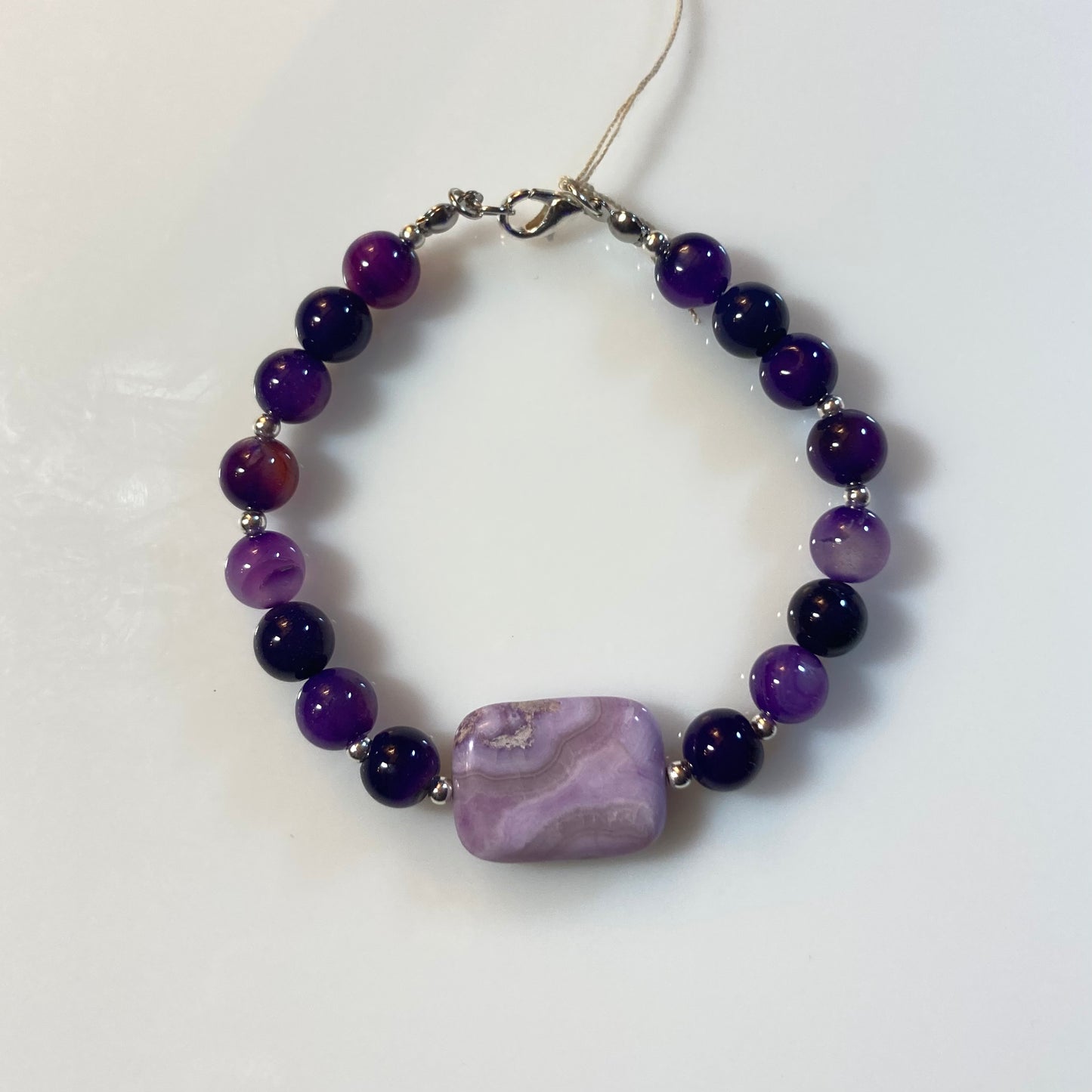 B24-F34C - Purple and Silver Chain Bracelet