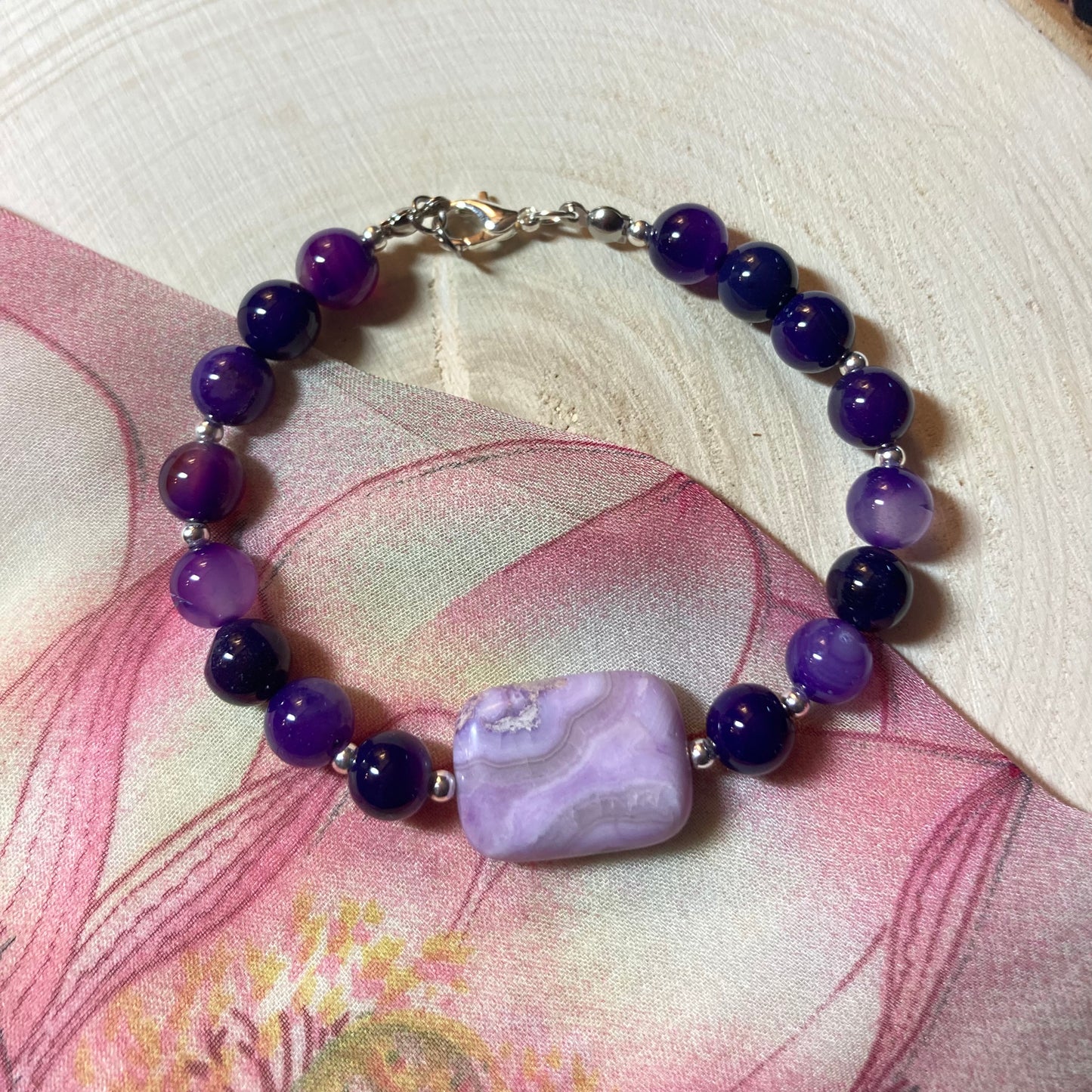 B24-F34C - Purple and Silver Chain Bracelet