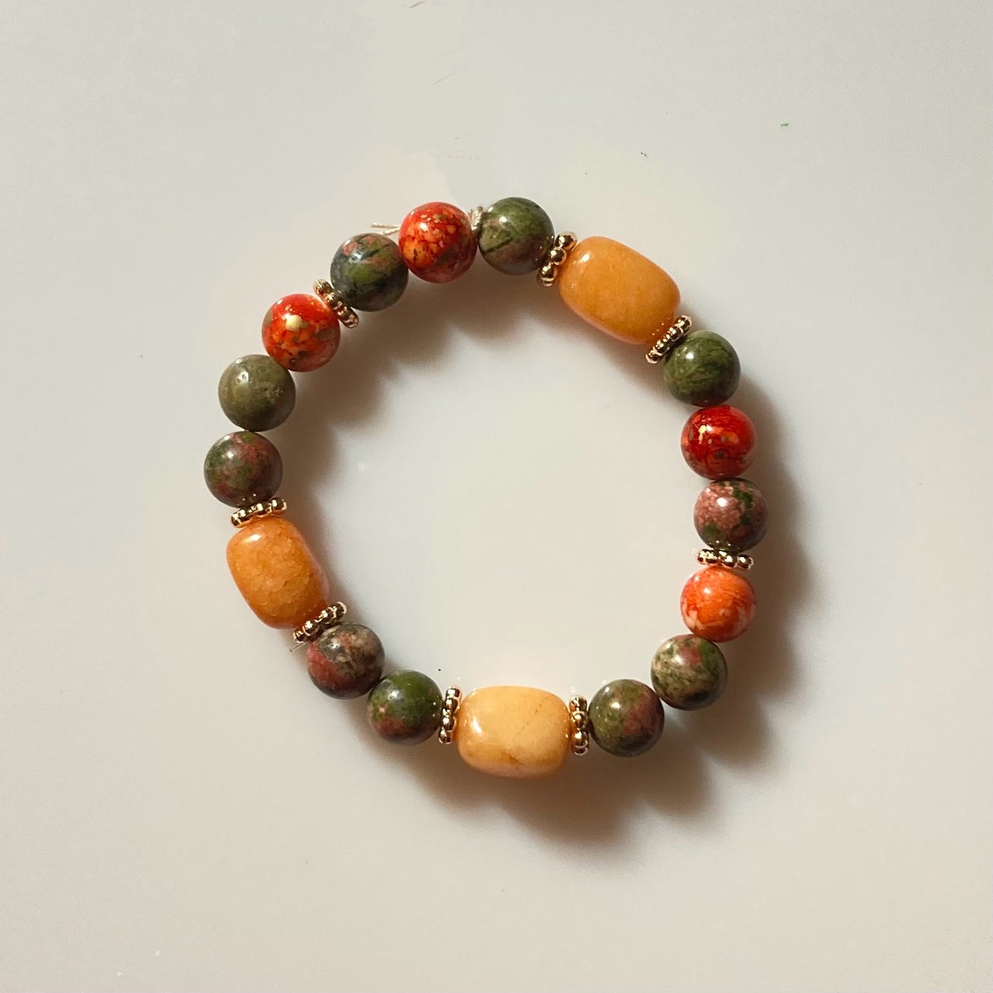 B24-F26 - Stretch Orange and Green Bracelet