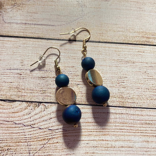 25E-14 Blue and Gold Earrings