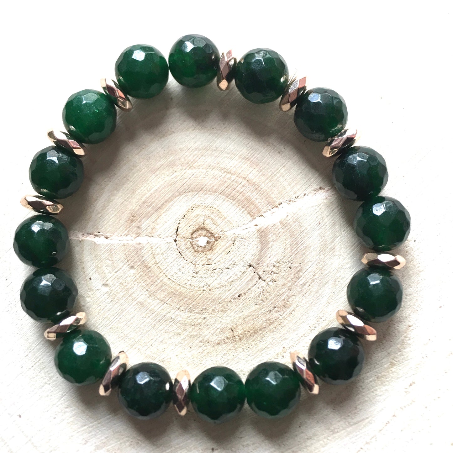 B24-F64 - Emerald Green Stretch Bracelet