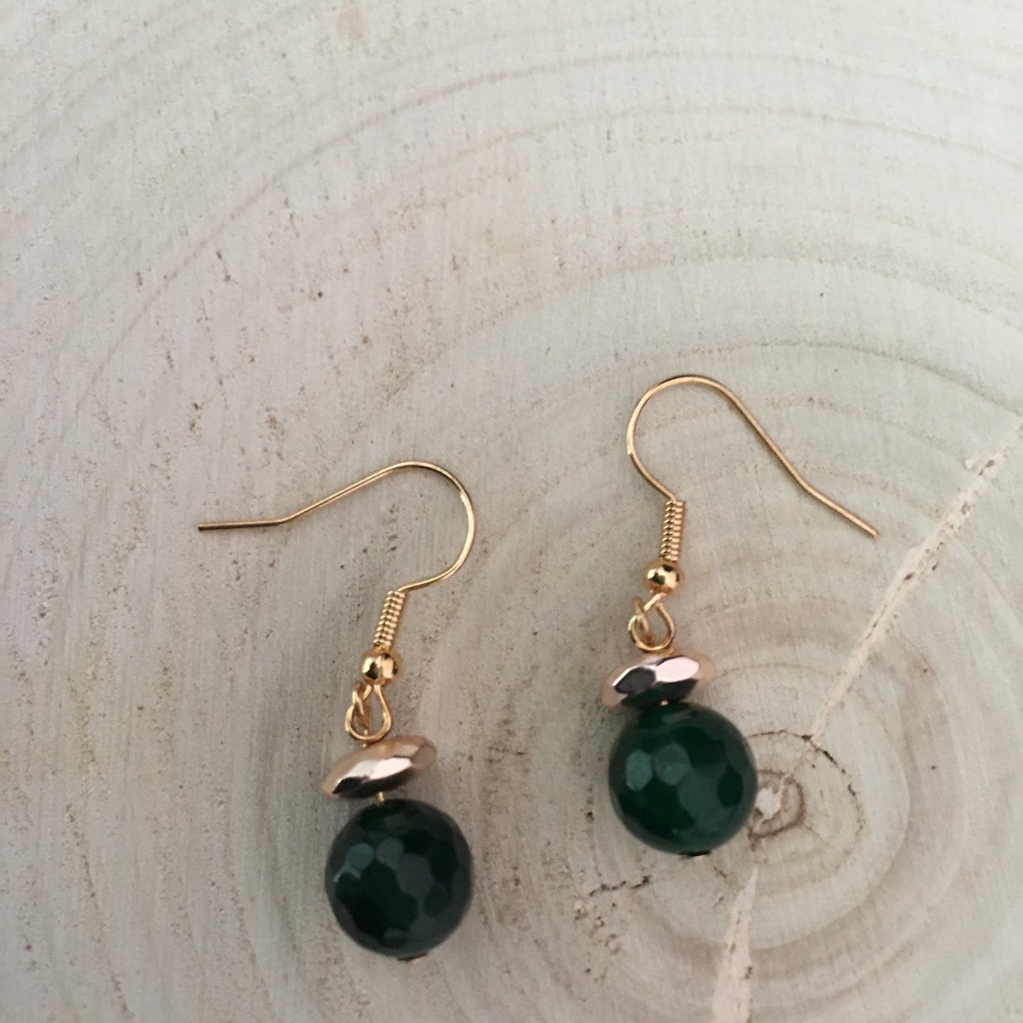 E24-F02 - Emerald Green Round Earrings