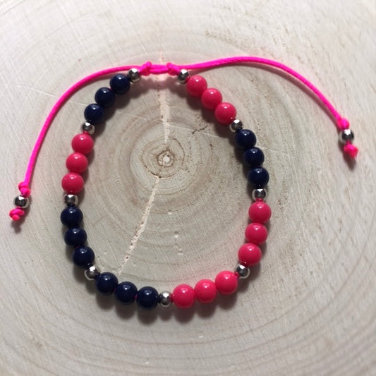 GB24-F04 - Pink & Deep Blue Sliding Knot Bracelet