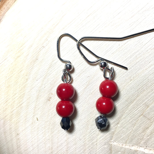 E24-F28 Red and Silver Earrings