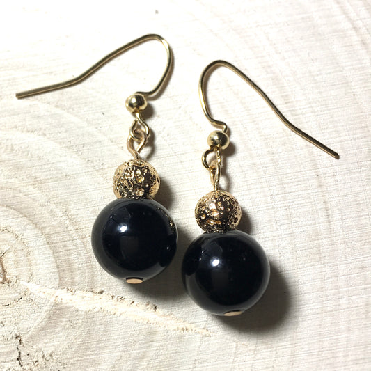 E24-F22 Black and Gold Earrings