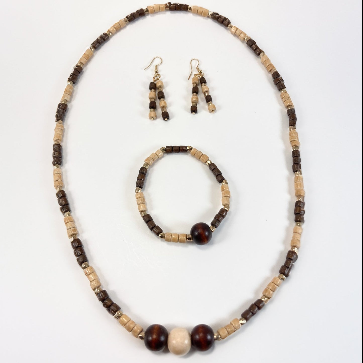 37S Wood Necklace, Bracelet and Earring Set