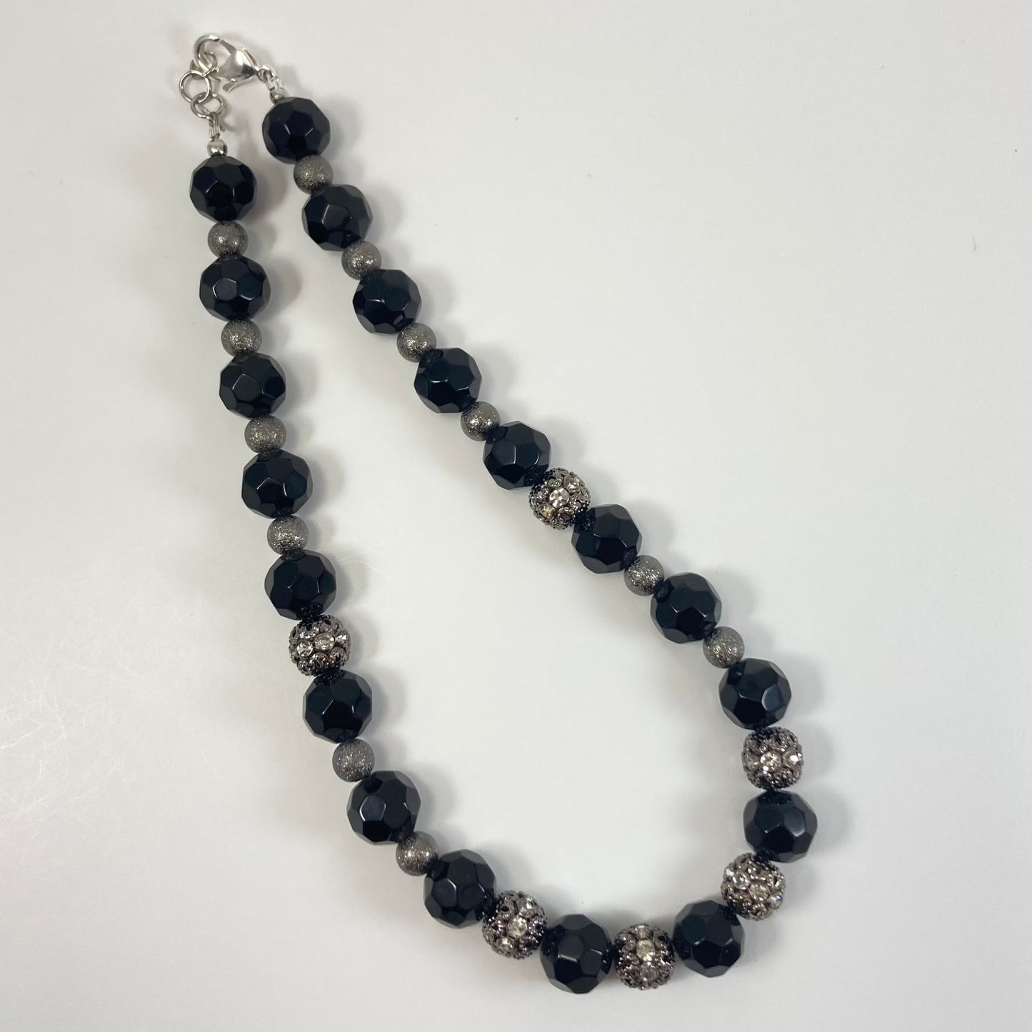 25S - Black & Silver Necklace & Earrings