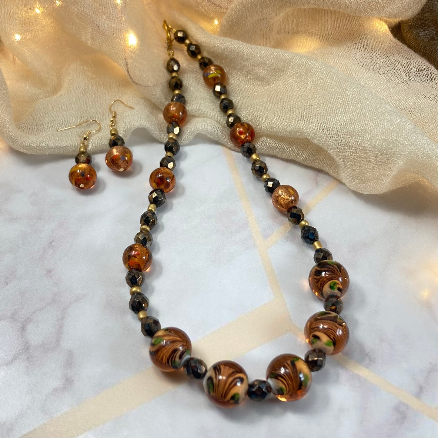21S - Amberglass Necklace and Earring Set