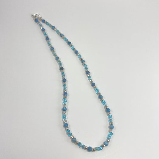 30S-2 Blue Metallic Bead Necklace