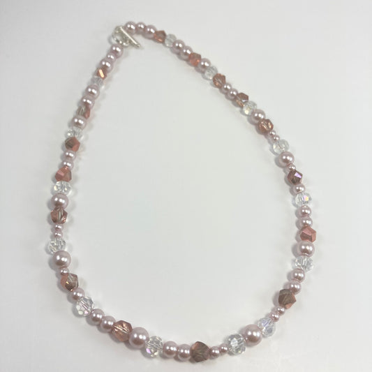 48N - Ivy & Beige Crystal Lane Bead Necklace