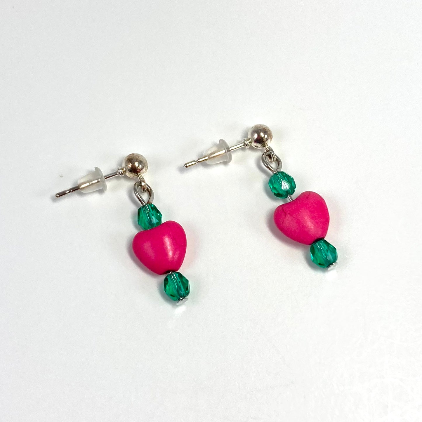 12E - Pink Heart Earrings