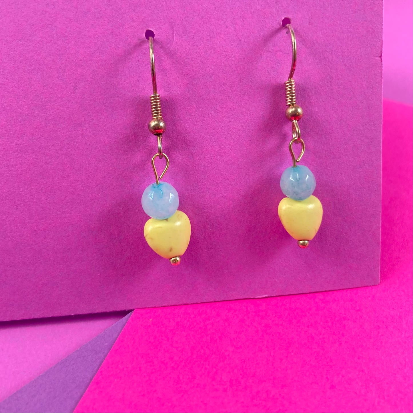 16E - Yellow Heart Earrings