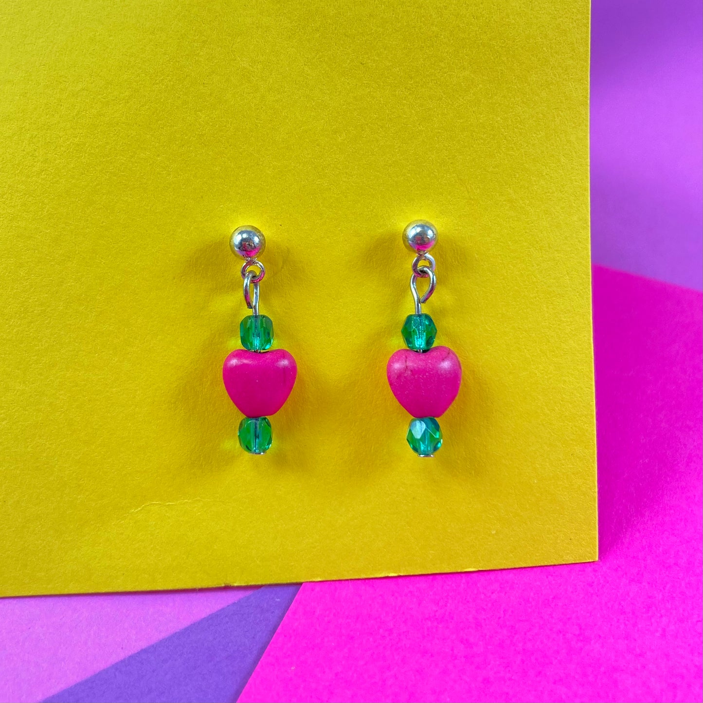 12E - Pink Heart Earrings