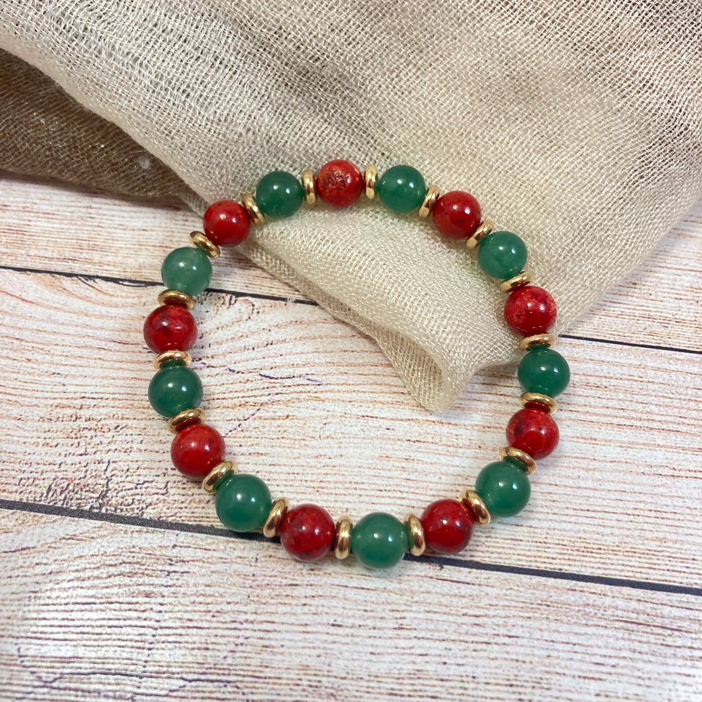 37B - Red & Green Stretch Bracelet