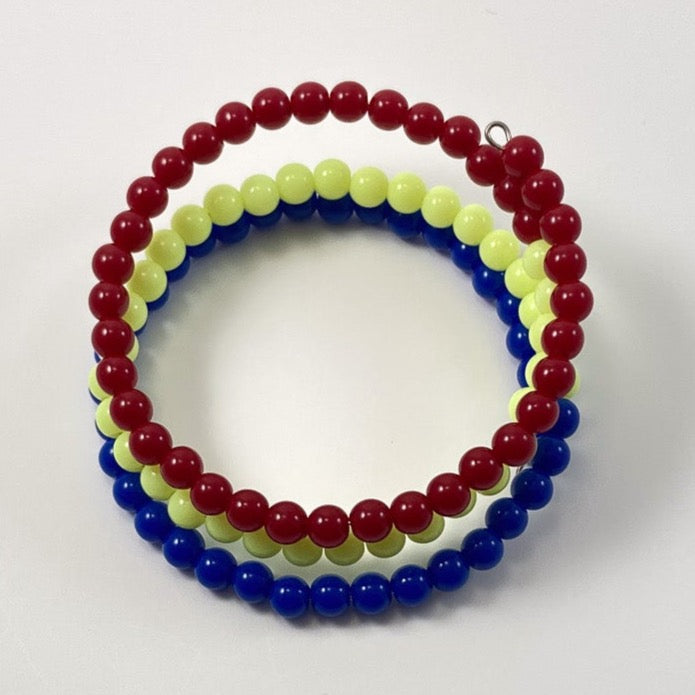 TMB12 - Blue, Yellow-Green & Red Triple Memory Bracelet