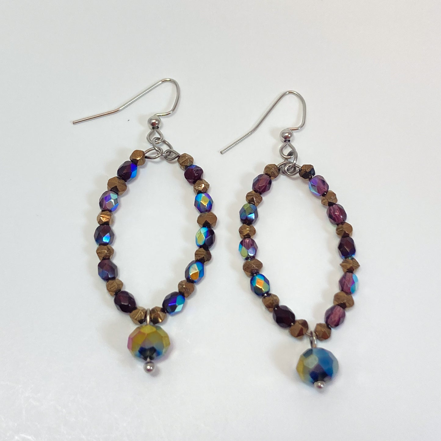 VE24-05 Czech Glass Bead Earrings with Dangle