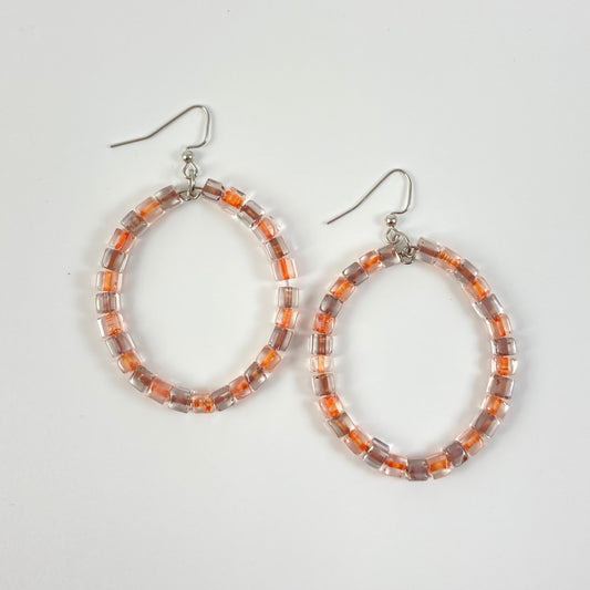 VE24-22 - Tangerine & Taupe Hoop Earrings