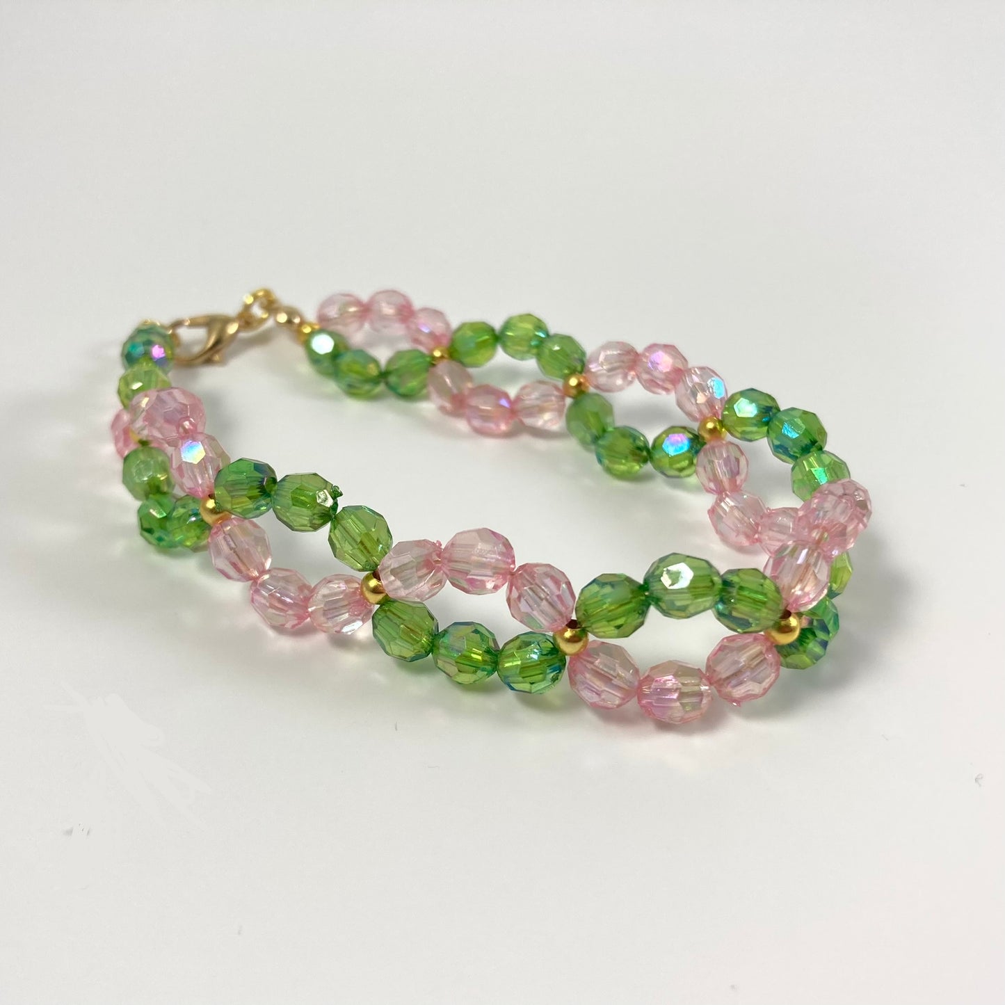 B24-PW1 - Pink & Green Twist Bracelet