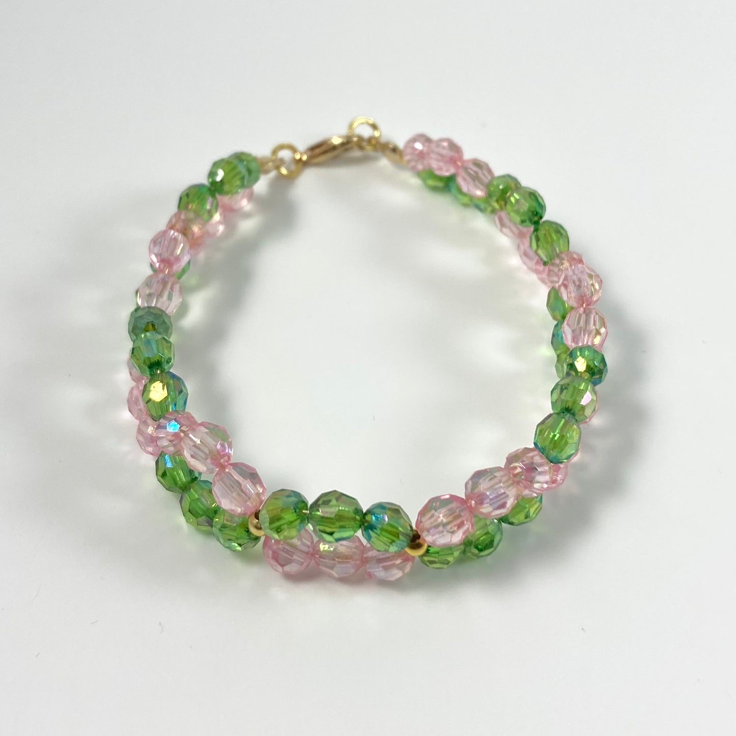 B24-PW1 - Pink & Green Twist Bracelet