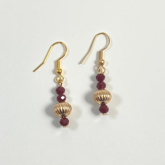 E24-S1 - Deep Red and Gold Earrings