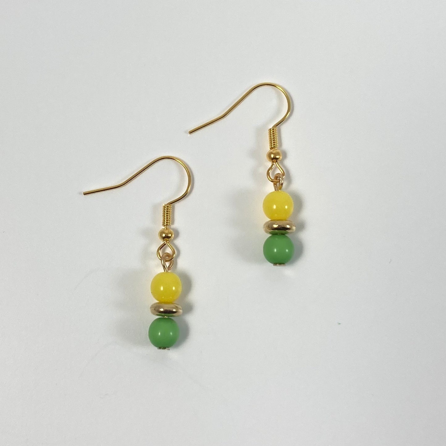 E24-D6 - Green & Yellow Dangle Earrings