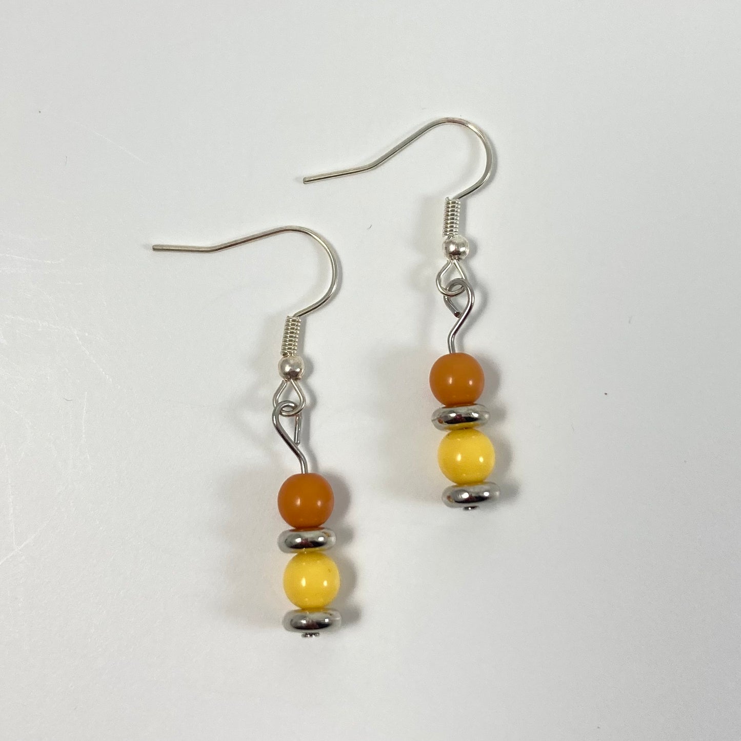 E24-D4 - Tan & Yellow Dangle Earrings