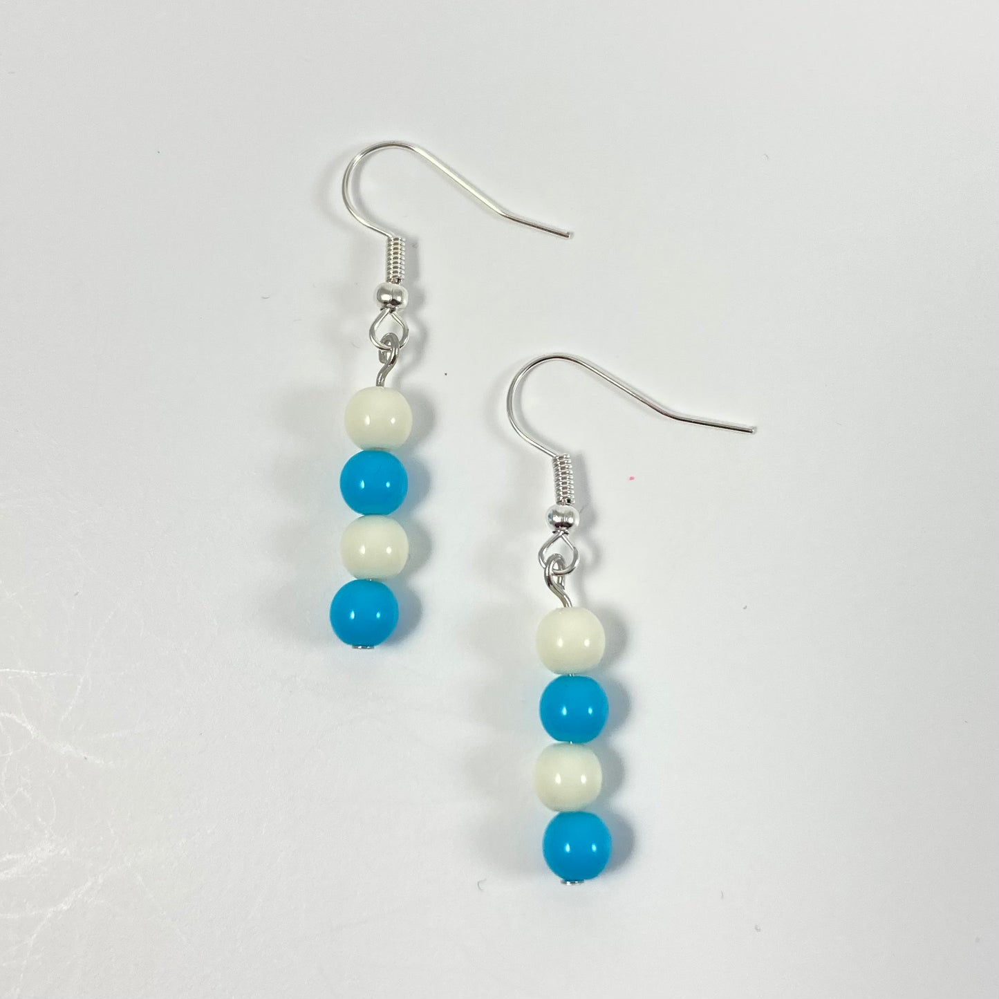 E24-D7 - Blue & White Dangle Earrings