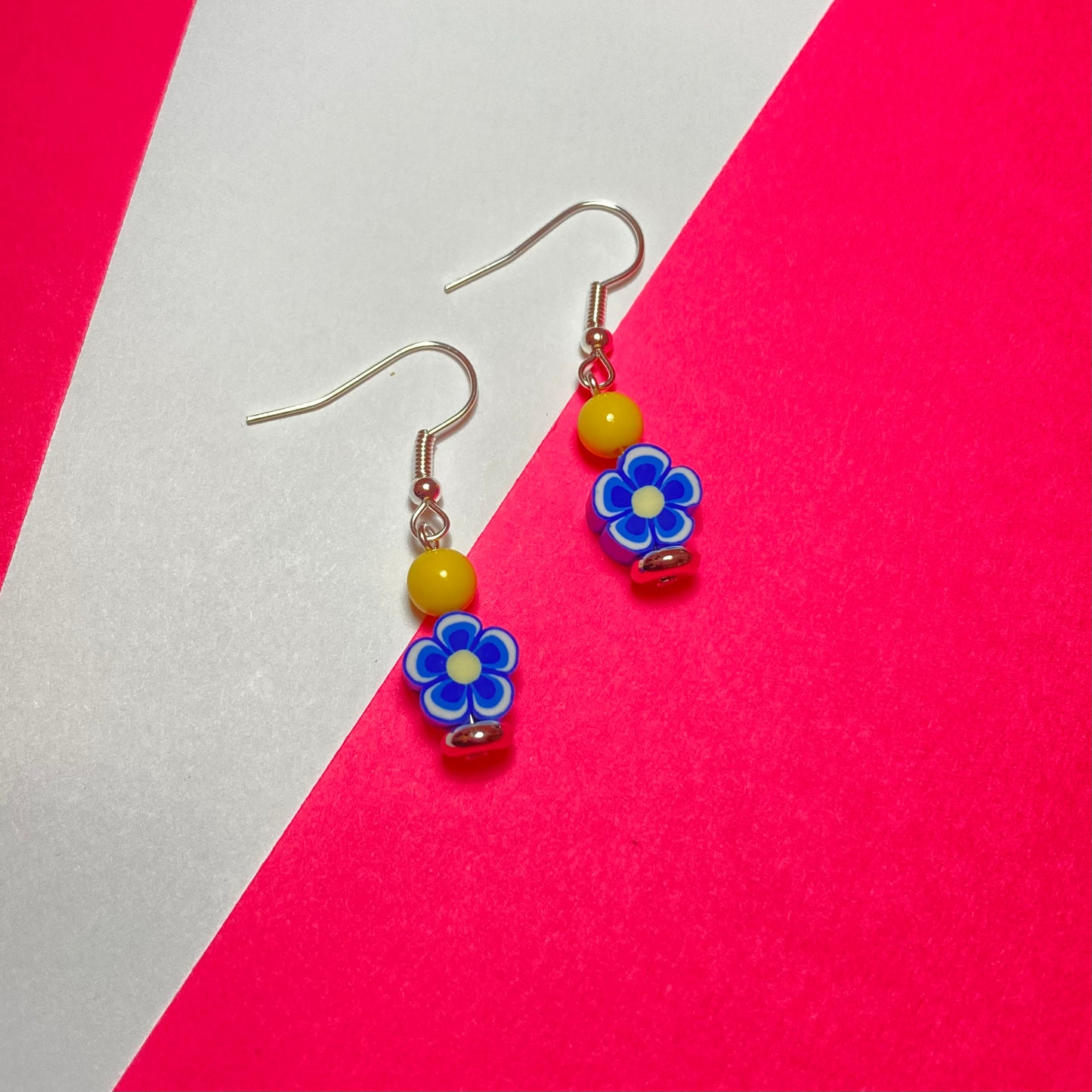 E24-YF3 - Blue & Yellow Polymer Earrings