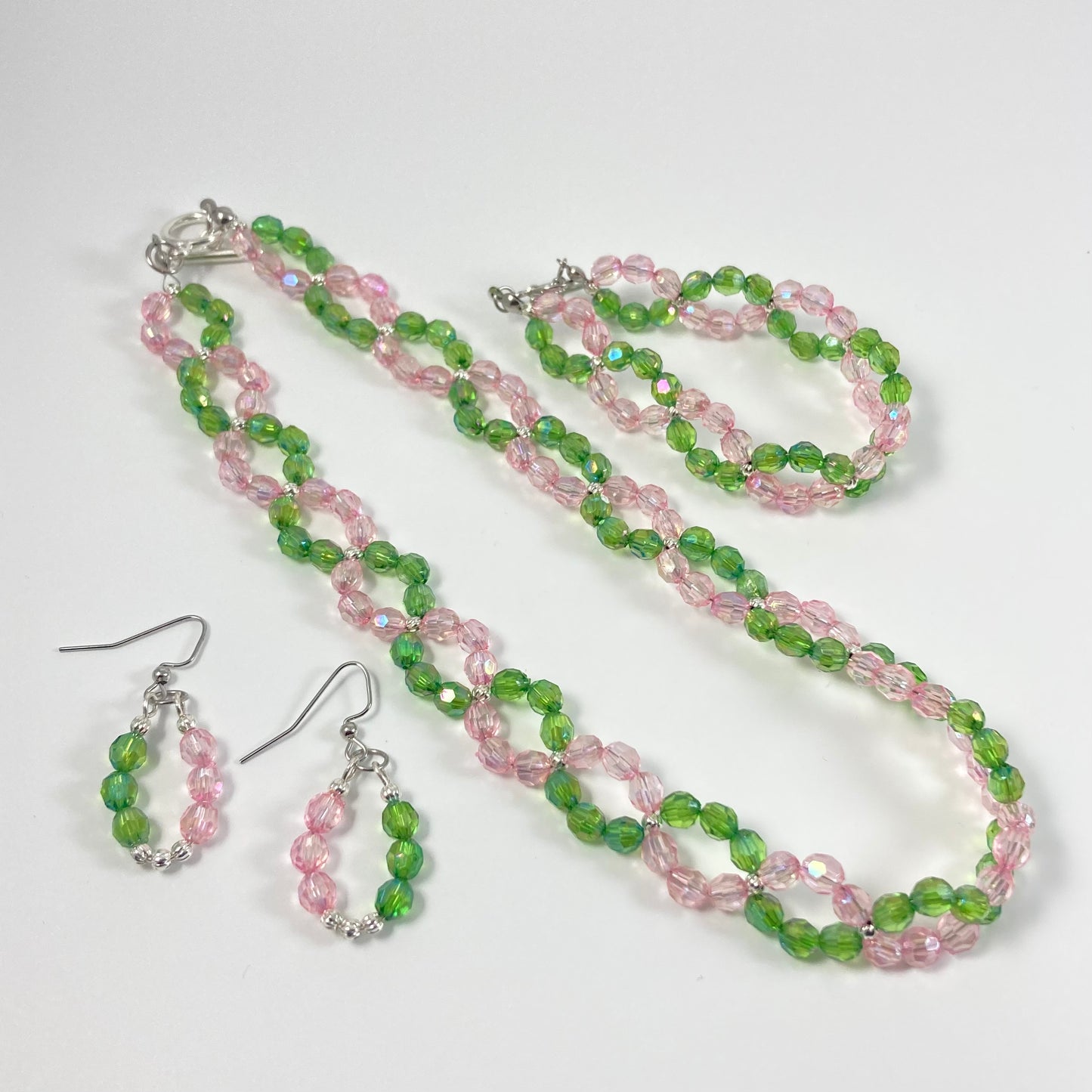 S24-PW1 - Pink & Green Twisted Jewelry Set