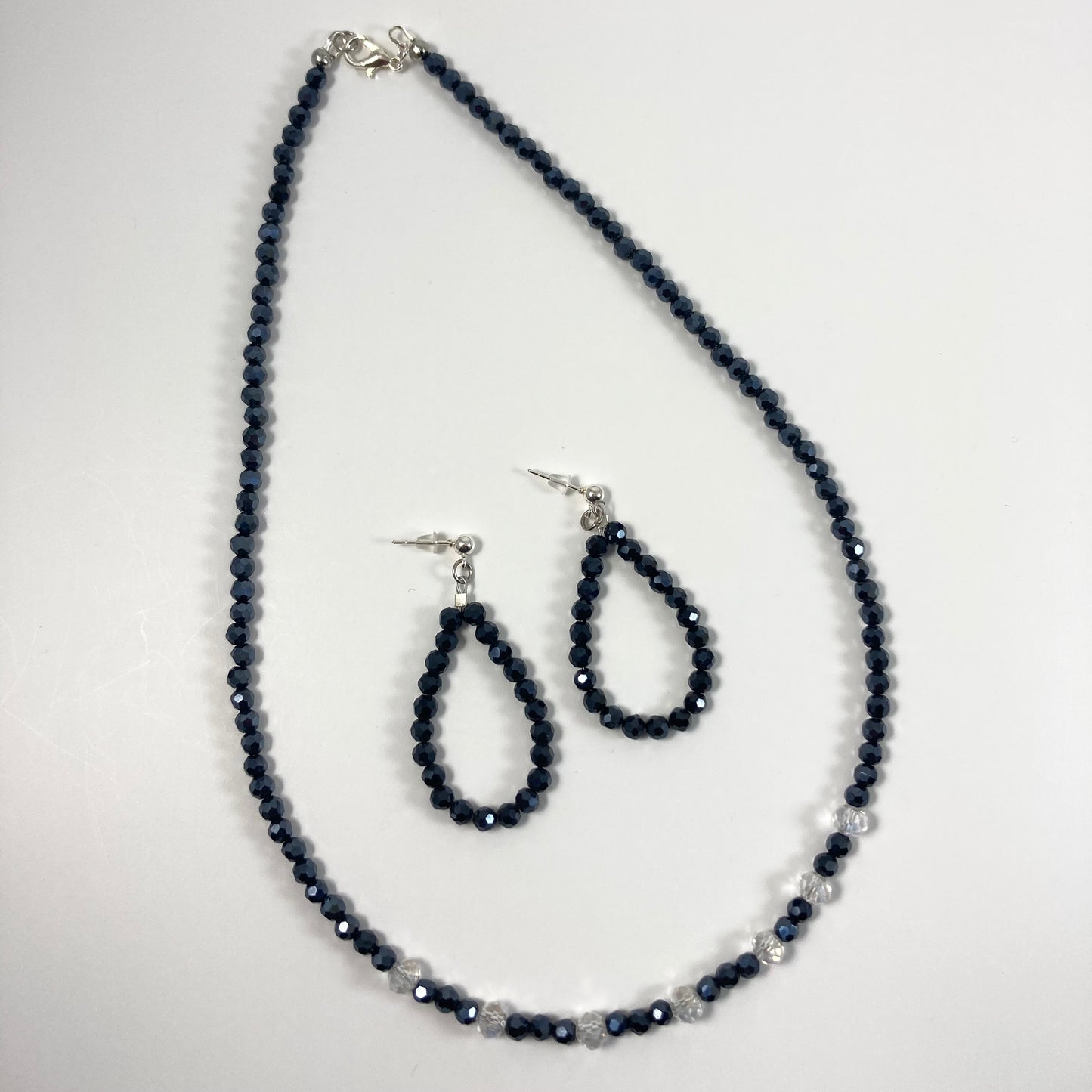 S24-PW2 - Deep Dark Blue Necklace & Earring Set